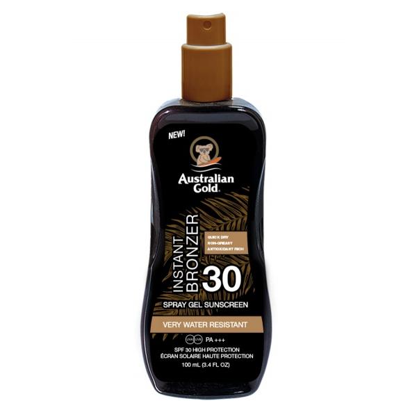 Australian Gold Instant Bronzer Spray Gel Sunscreen Spf 30 100Ml