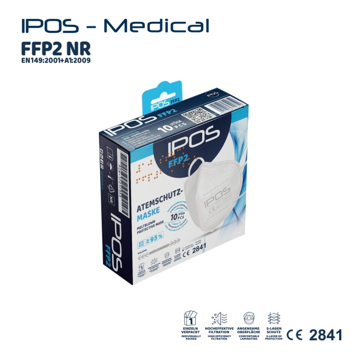 Ipos Ffp2 Nr 5-Layer Filtering Protective Mask White 10Pcs