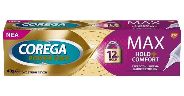 Corega Max Hold+Comfort Denture Adhesive Cream 40G