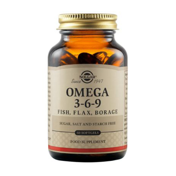 Solgar Omega 3-6-9 Fatty Acids Supports Heart& Brain Function 60 Soft Gels
