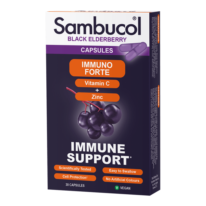 Sambucol Immuno Forte Immune System Support Black Elderberry 30 Capsules