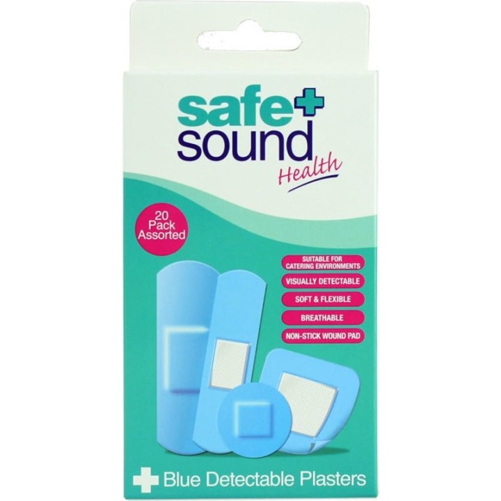 Safe & Sound Blue Assorted Detectable Plasters Sa4024 20 Pcs
