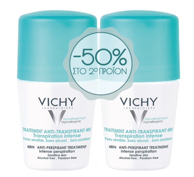 Vichy Deodorant Roll On 48H AntiPerspirant 2Pcs