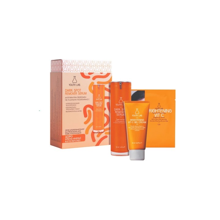 Youth Lab. Promo Dark Spot Remover  Active Serum For Prevention & Discoloration Of Spots 30Ml & Free Brightening Vitamin-C Gel Cream Day Cream 20Ml & Eye Patches