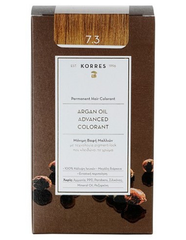 Korres Argan Oil Colorant / Golden Honey Blonde 7.3 Hair Dye