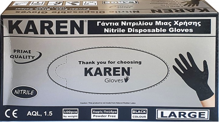 Karen Disposable Nitrile Gloves Large 100Pcs