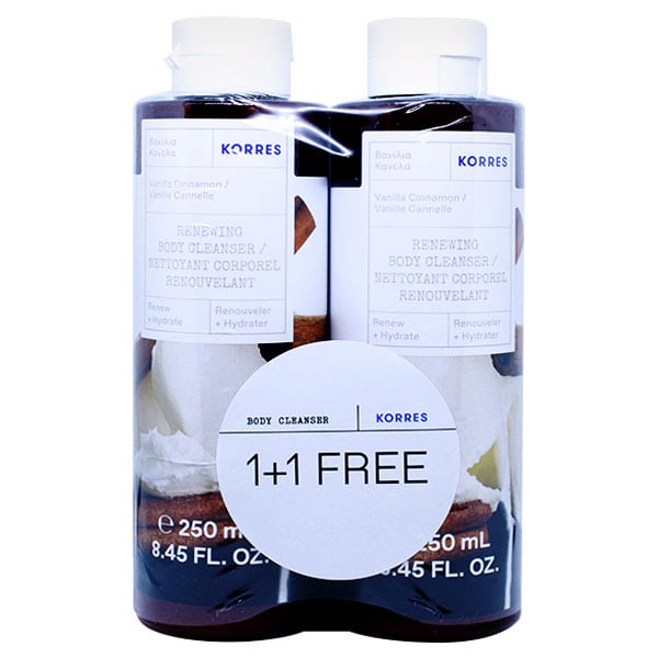 Korres Renewing Body Cleanser Vanilla Cinnamon 250 Ml Set 1+1
