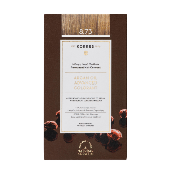 Korres Argan Oil Adcvanced Colorant Golden Caramel 8.73 Hair Dye