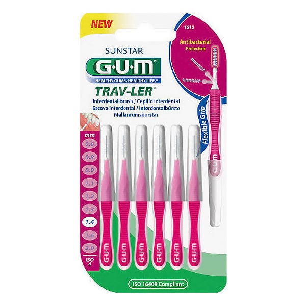 Gum Trav-Ler Interdental Brush 1.4Mm Fuchsia 6Pcs
