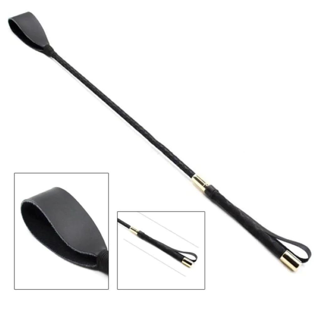 BDSM RIDING CROP WITH GOLDEN TIP