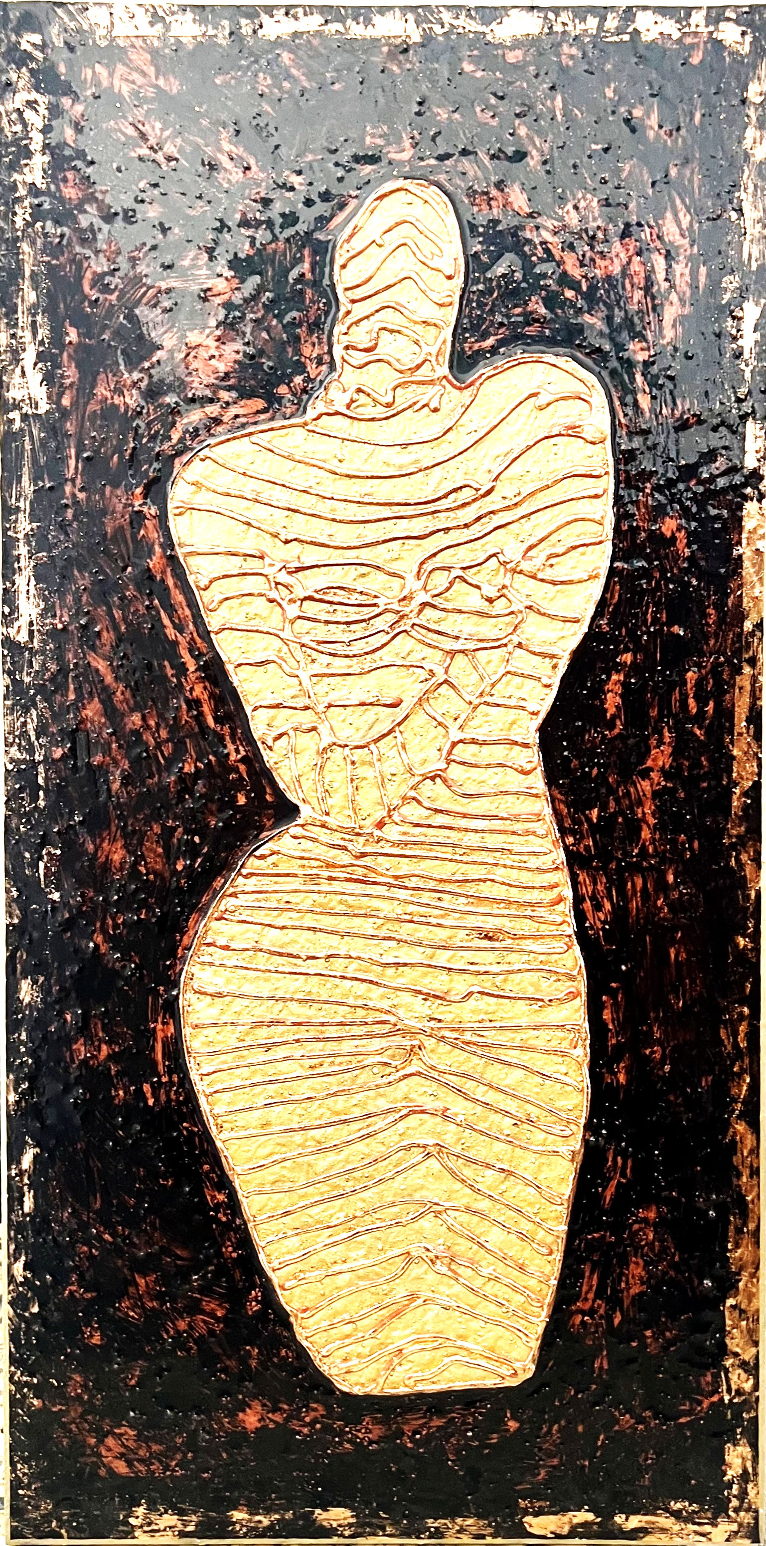 ASTRAEA. Original textured art on wood. 80x40cm. HALF PRICE!