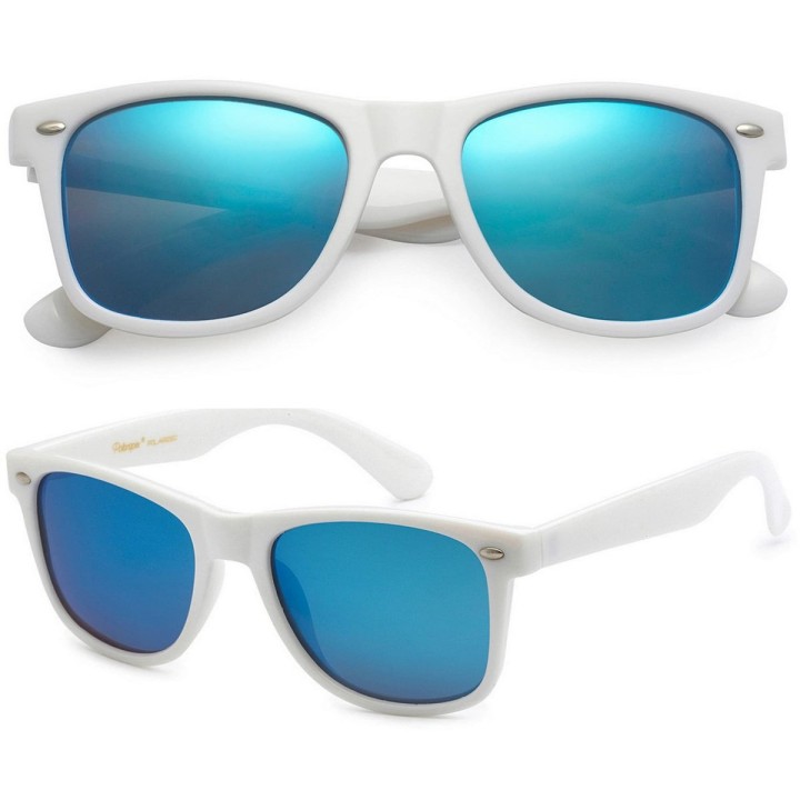 White with mirror lens sunglasses