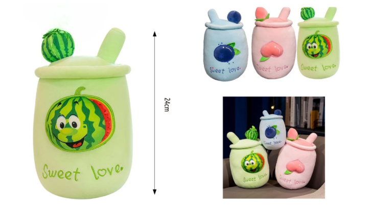 Pink bubble tea soft toy