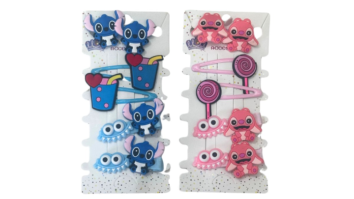 Stitch hair clip set (pink colour)