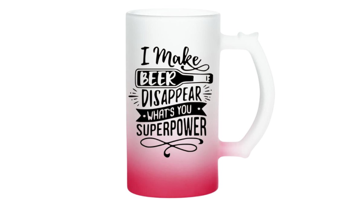 Red Frosted Beer Mug I Make Beer Disappear