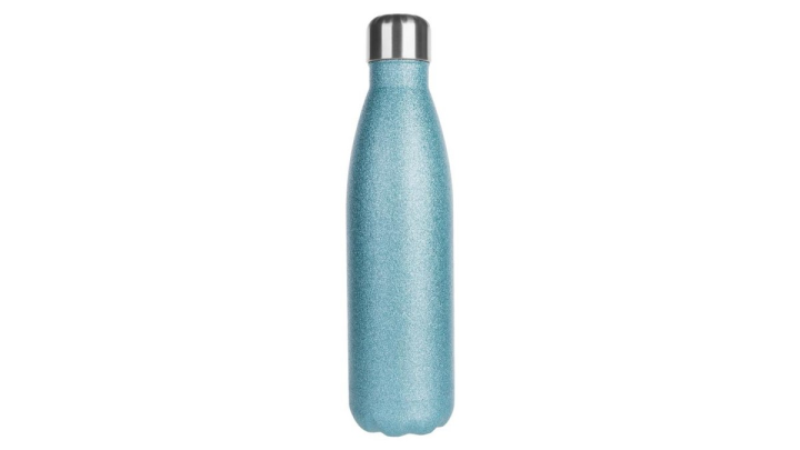 Blue glitter stainless steel water bottle 500ml