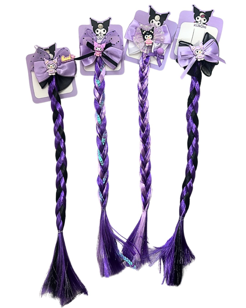 Kuromi hair clip with braid