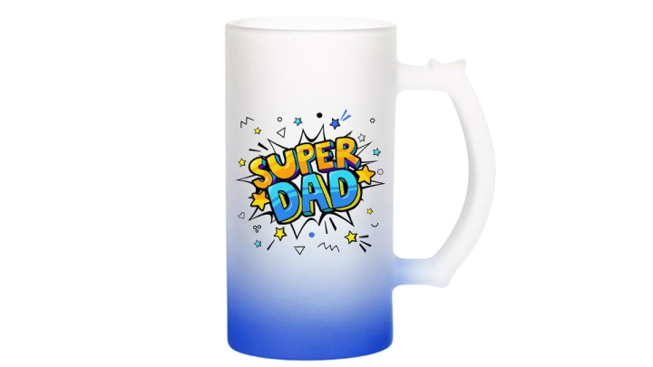 Blue Frosted Beer Mug Best Dad