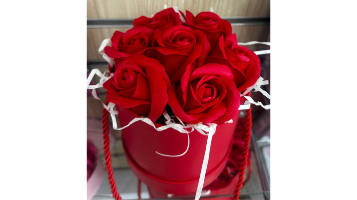 Red box with soap roses