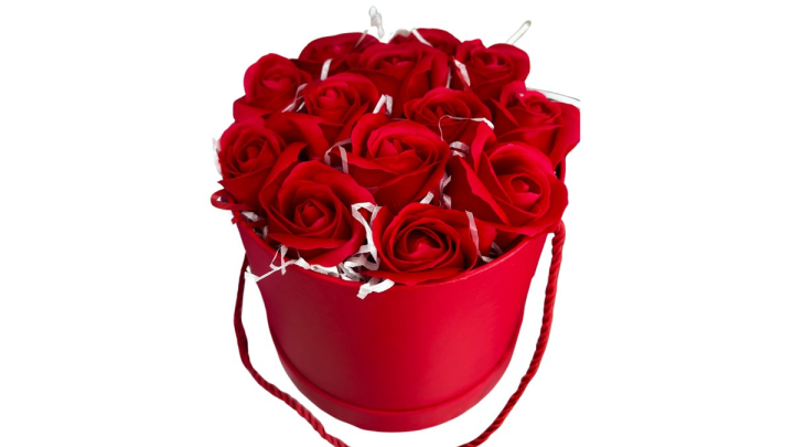 Red box with soap roses