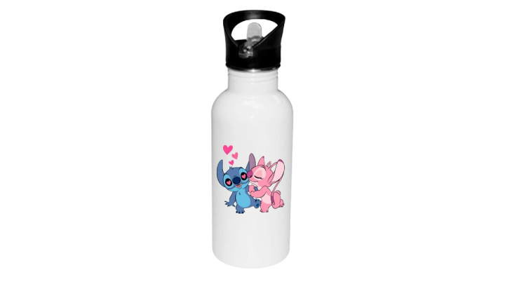 Stitch water bottle with straw 600ml