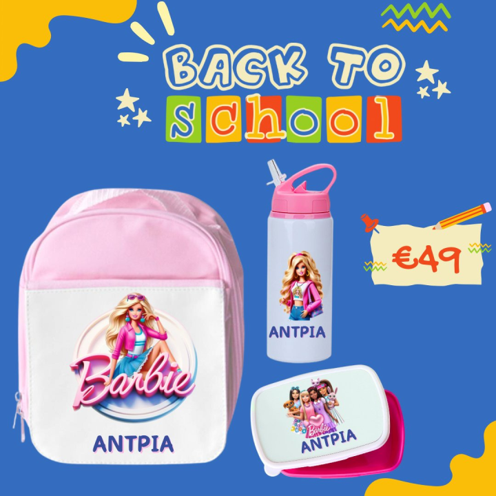 School bag/lunch box and water bottle 600ml Pink