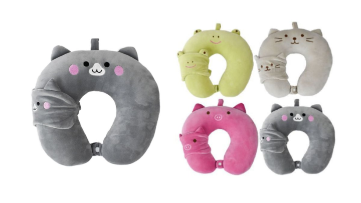 Green Travel pillow with sleeping mask