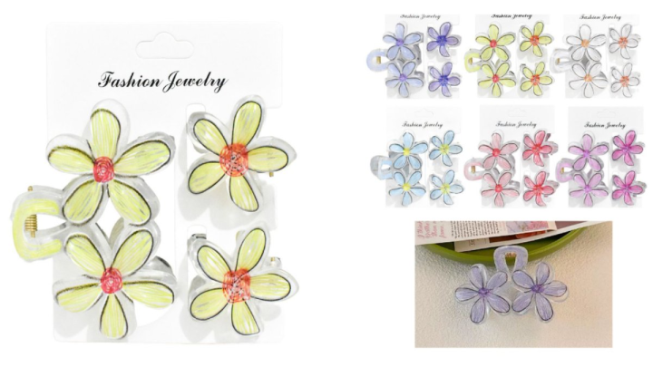 Yellow set of 3 hair clips