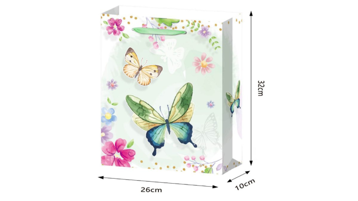 3D Green butterfly gift bag