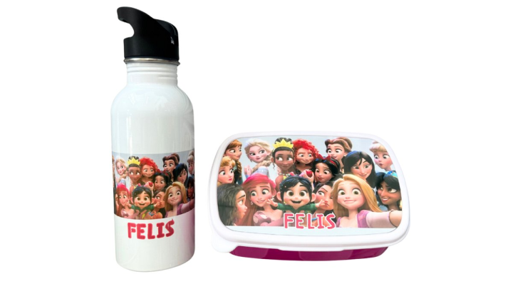 Water bottle 600ml and lunch box Princess