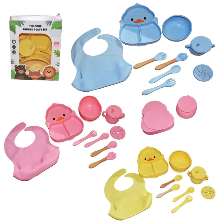 Blue duck silicone food set