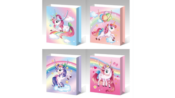 Gift bag 3D unicorn pink