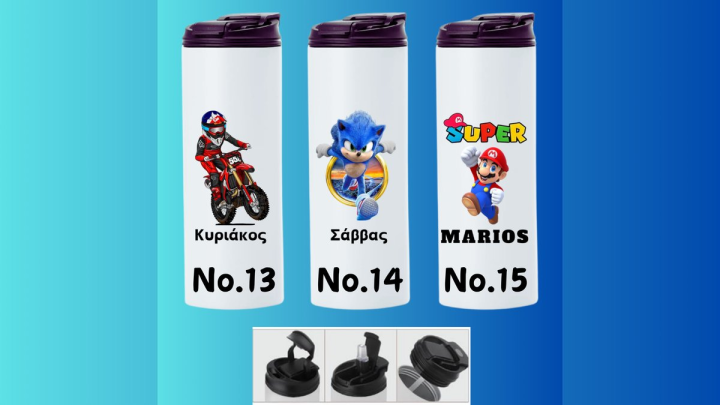 Skinny tumbler 600ml Multifunction White design no.13/14/15