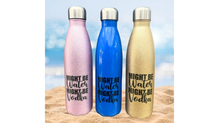 Gold glitter stainless steel water bottle 500ml