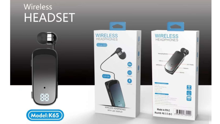 Wireless clip on headphones K-65