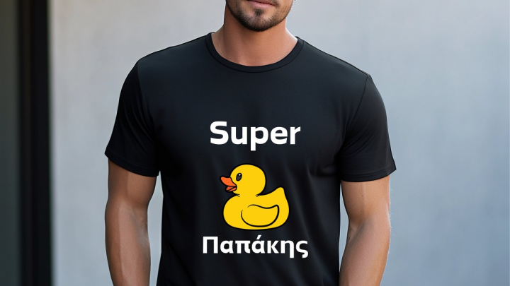 M Super παπάκης T shirt black