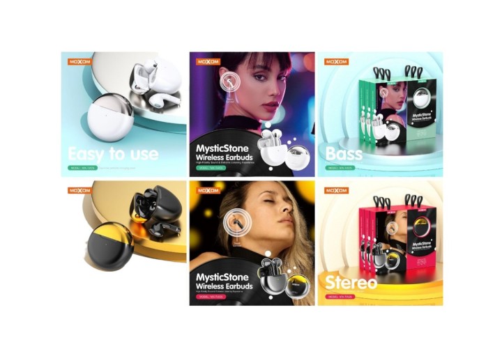 White Wireless Earbuds Moxom Mx-Tw25