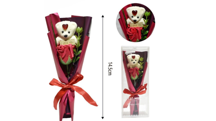 Flower Bouquet with teddy (fake flowers)