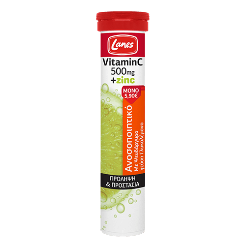 Lanes Vitamin C 500Mg+ Zinc For Strong Immune System. Helps The Prevention Of Colds During Winter 20Effervescent Tablets