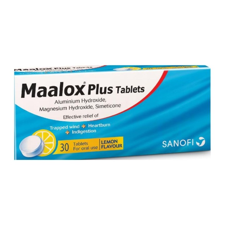 Maalox Plus Lemon, Chewable Tablets, 30