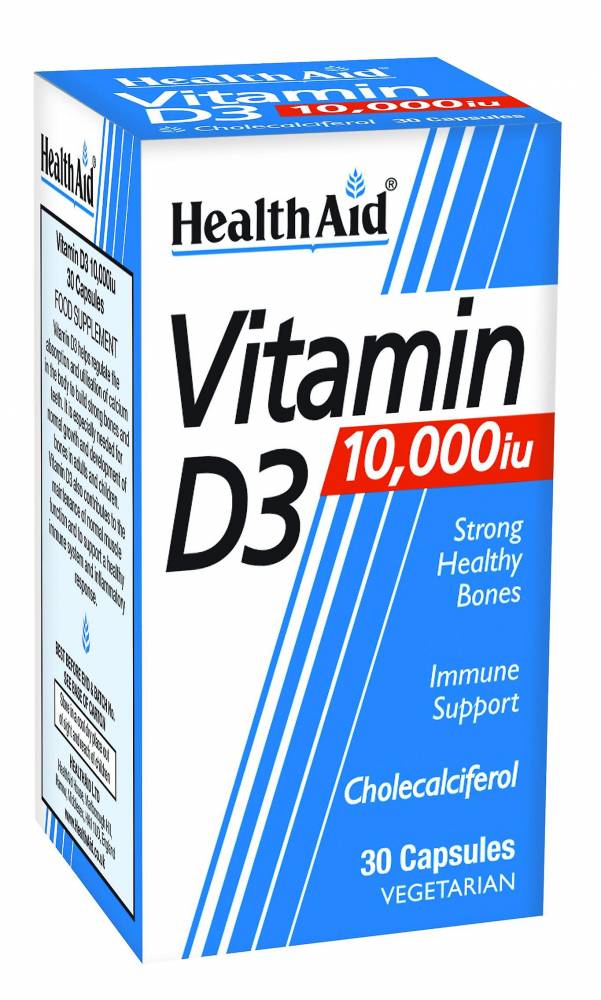 Health Aid Vitamin D3 10000Iu. For Strong Healthy Bones & Immune Support 30 Capsules