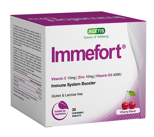 Immefort Immune System Booster (Vitamin C + Zinc + Vitamin D3) Cherry Chewable Tablets 60 x 500mg+10mg+400iu
