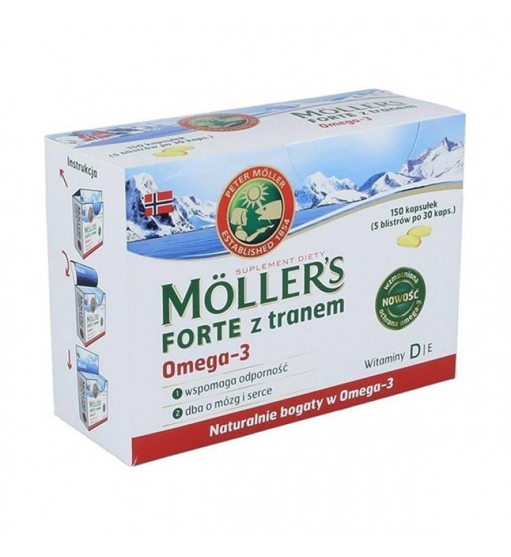 Mollers Forte Cod Liver Oil & Fish Oil Natural Source Of Omega 3 Fatty Acids & Vitamin D 150 Tablets