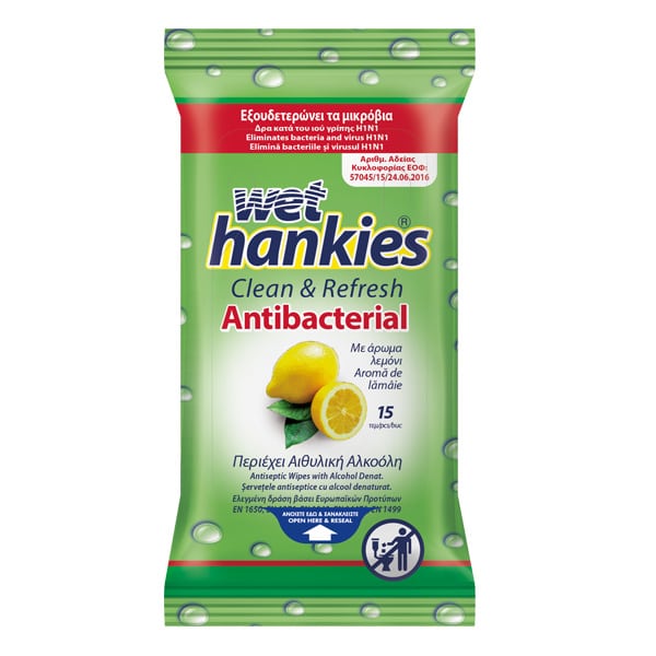 Wet Hankies Clean & Refresh Travel Lemon Fresh Wipes 20