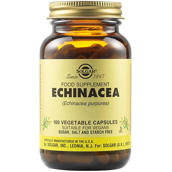 Solgar Echinacea Supports Immune System & Cold-Flu Symptoms 100 Capsules