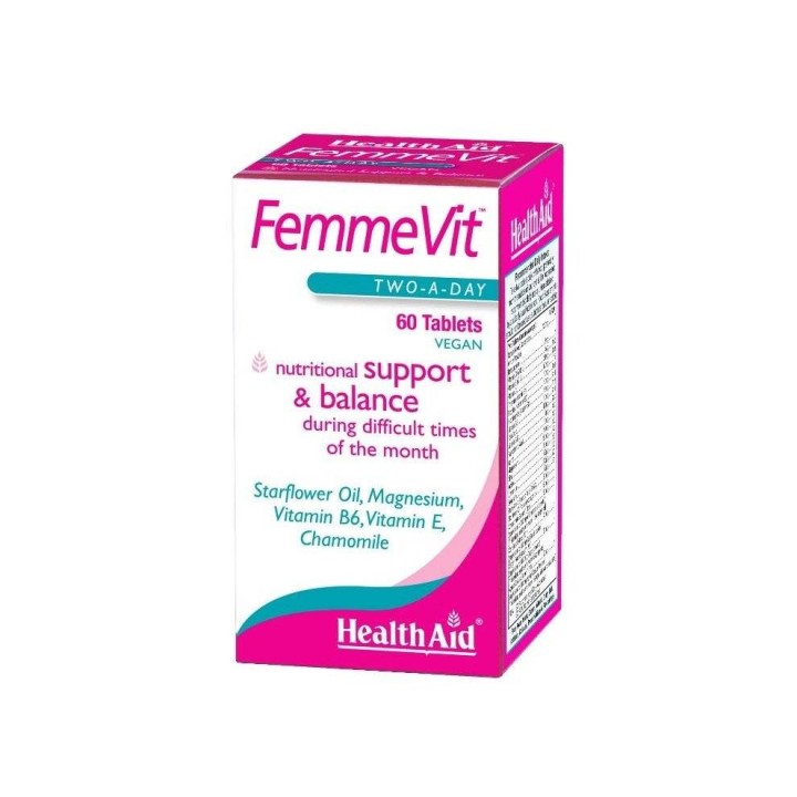 Health Aid Femmevit Nutritional Support & Balance During Difficult Times Of The Month 60 Tablets