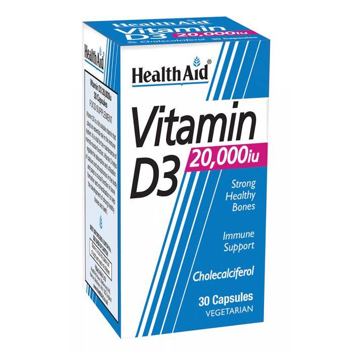 Health Aid Vitamin D3 20000Iu For Strong & Healthy Bones 30 Capsules
