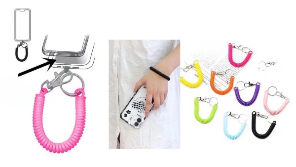 Orange elastic spring phone holder