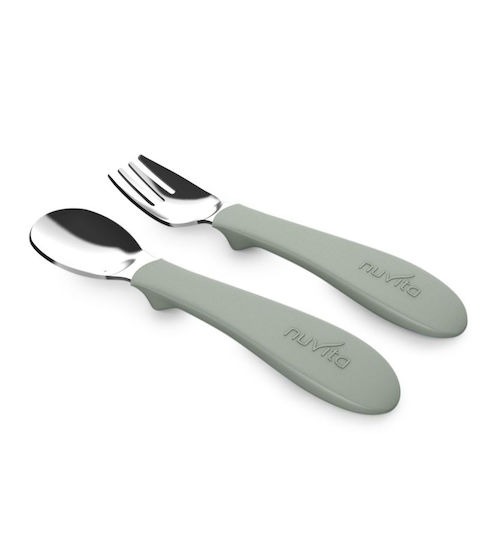 Nuvita Baby Set with Silicone Fork for 12+ months Green 2pcs