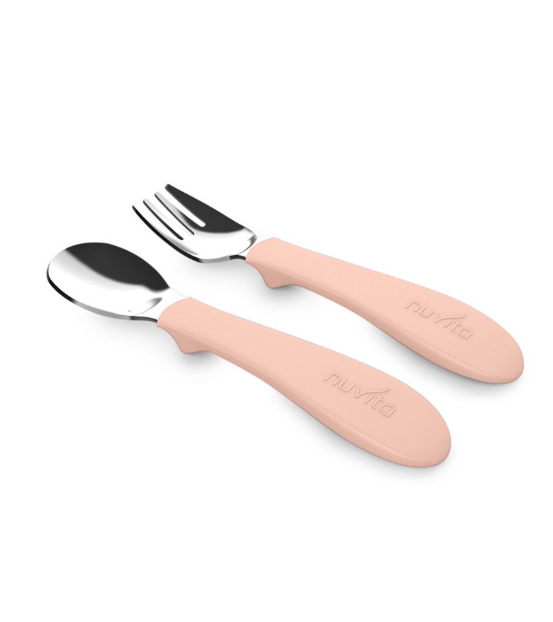 Nuvita Baby Set with Silicone Fork for 12+ months Pink 2pcs